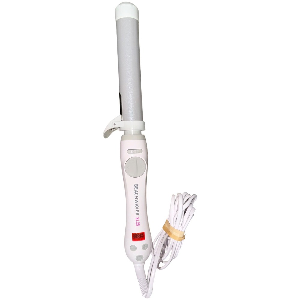 Beachwaver S1.25 Dual Voltage Rotating Curling Iron White Tested Works